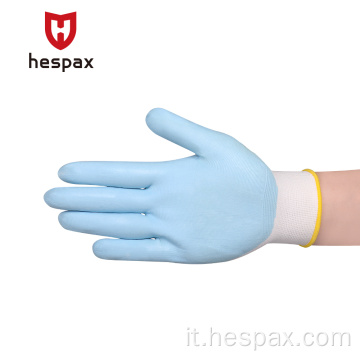 Costruzione di guanti con rivestimento con rivestimento in lattice antiriteo Hespax